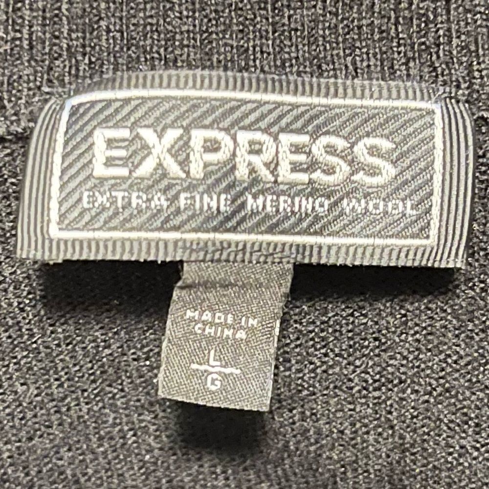 Express Merino Wool Cardigan Pullover Black Size L - Picture 3 of 4